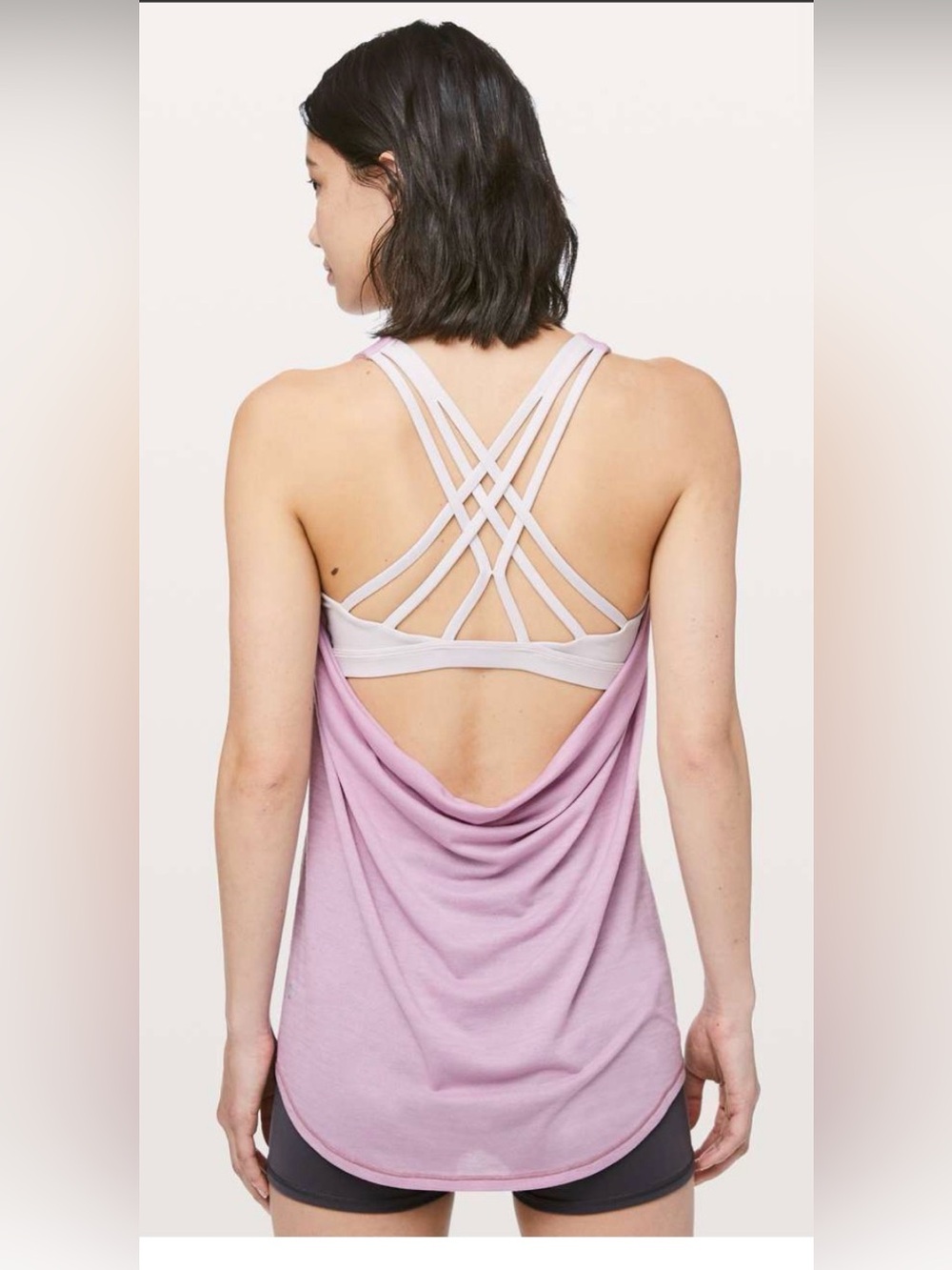 Lululemon Slay the Studio 2-in-1 Tank Heathered Antoinette Strappy Bra 6